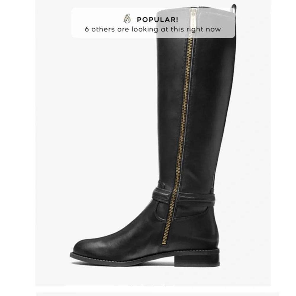 Michael‎ Michael Kors Mindy Flat Leather Black Boots 7.5 $375